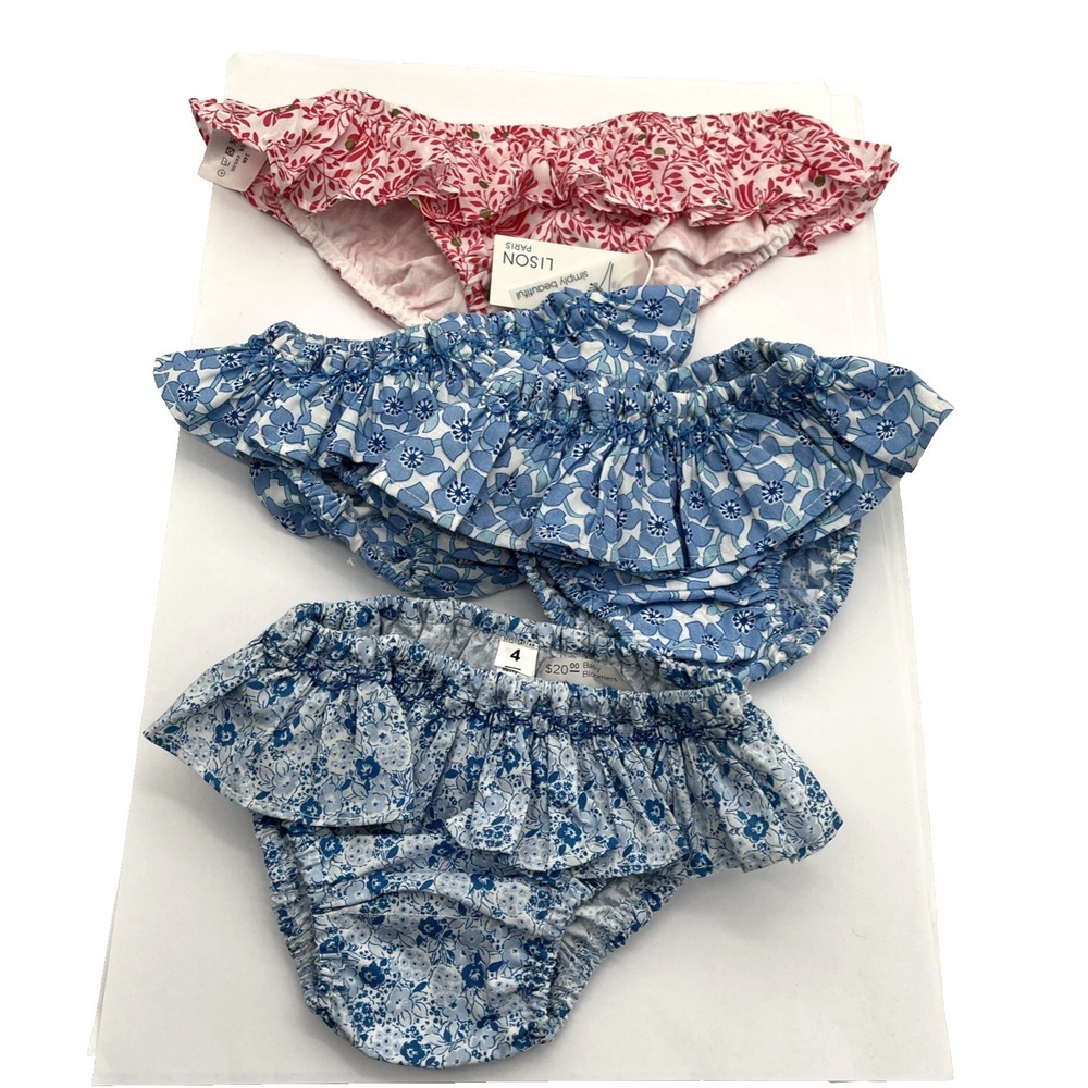 Lot 4 Boutique Baby Girl Bloomers Mixed Sizes Lison Paris‎ Handmade Cotton New